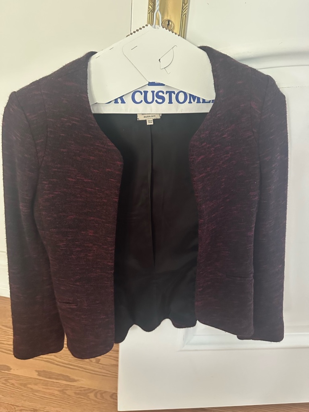 Wilfred Marled Burgundy, knit, Open-Front cropped Blazer sz00